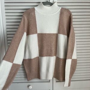 Women’s checker turtleneck sweater